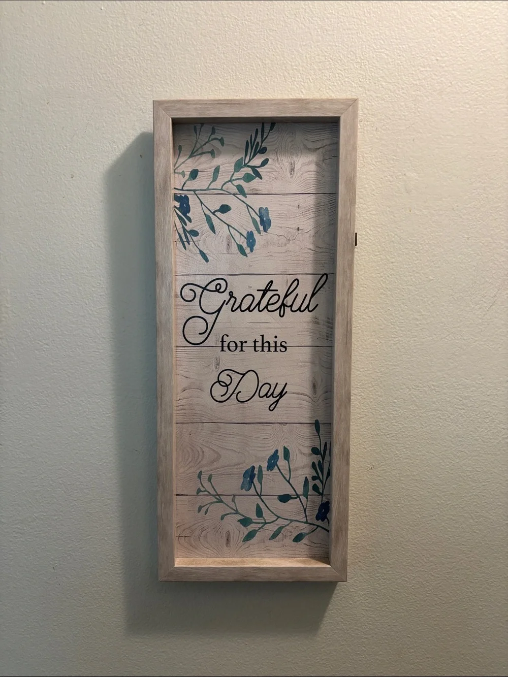 Grateful for This Day Framed Wall Art - Blue Floral